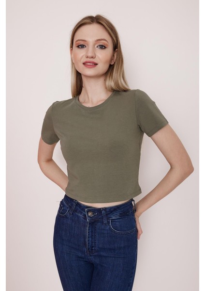 Basic Haki Crop T-Shirt - BGB07 fiyatları