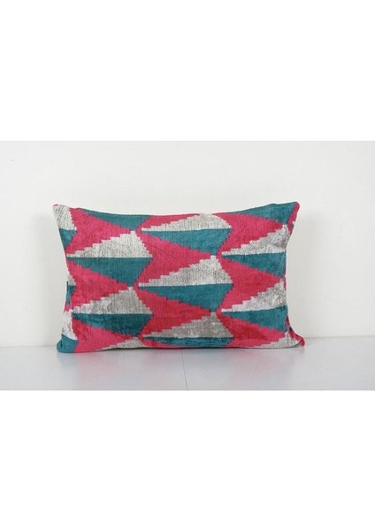 Geometric Desenli Renkli Kadife Ikat Yastık Kılıfı