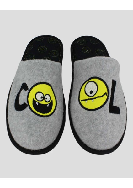 COLL-S - Emojili Gri Erkek Ev Terliği fiyatları