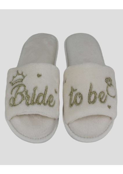 Bride to Be - Yazılı Beyaz Kadın Gelin Terliği fırsatları