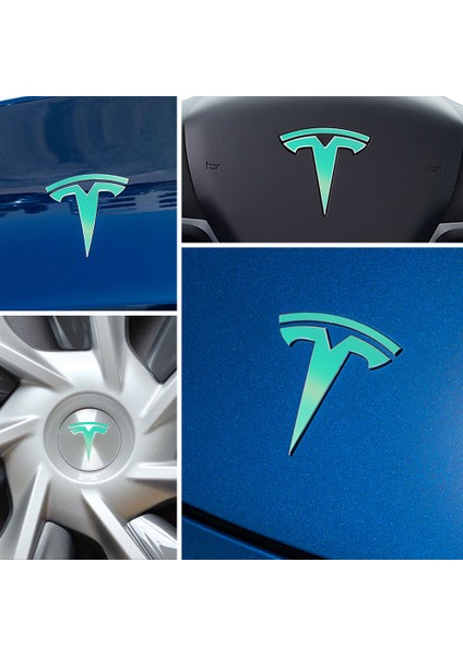 Tesla Model Y Özel Kesim Logo Seti - Direksiyon Ön Arka Jantlar ve Sensörler Için 8'lu Tesla Logo Sticker Seti ( Mavi Mercan ) fiyatları