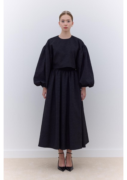 Inci Detaylı Jakarlı Etek Siyah modelleri