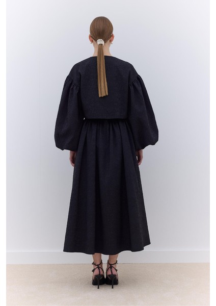 Inci Detaylı Jakarlı Etek Siyah indirimleri