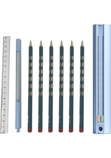 6 Kalemli Sevimli Kalem Kutusu Altıgen Ayakta Kalem - Mavi (Yurt Dışından)