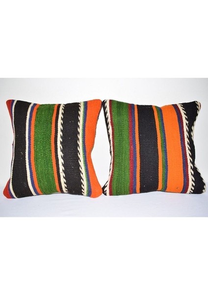 El Dokuma Çizgili Set Kilim Kırlent Kılıf
