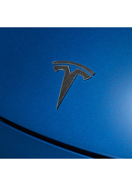 Tesla Model Y Özel Kesim Logo Seti - Direksiyon Ön Arka Jantlar ve Sensörler Için 8'lu Tesla Logo Sticker Seti (Simli Siyah)
