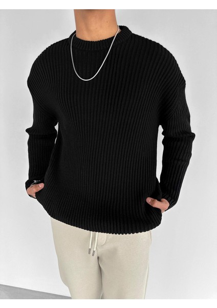 Erkek Regular Fit Kazak Siyah