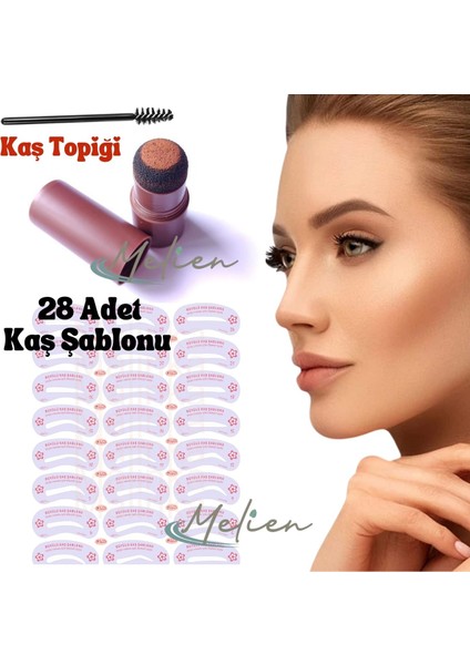 Yeniden Kullanılabilir 28 Adet Kaş Şablonu Şekillendirici Koyu Kaş Boyası Topiği Damgası Pudrası