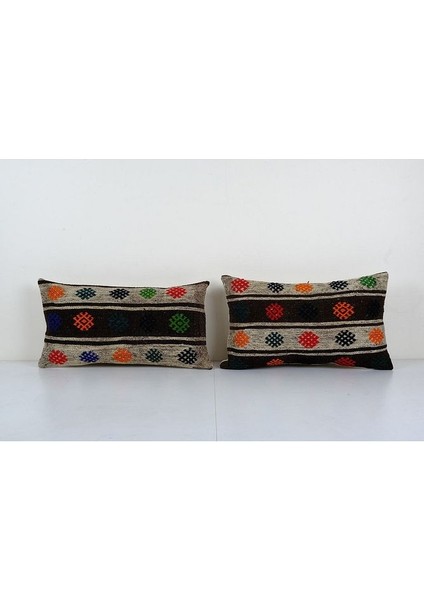 Set Çizgili El Dokuma Kilim Kırlent Kılıf