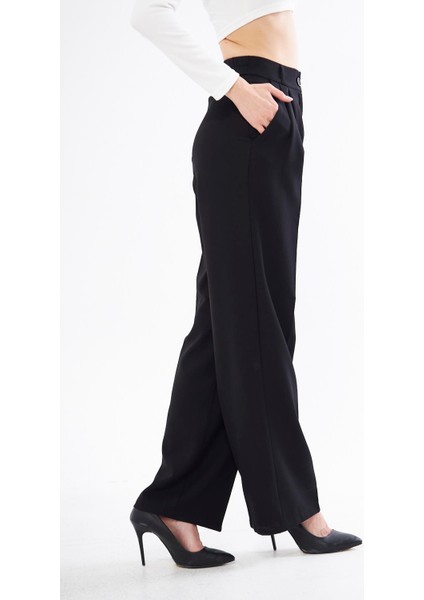 Plili Bol Paça Siyah Smart Pantolon - BGP04 modelleri