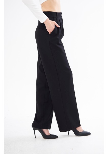 Plili Bol Paça Siyah Smart Pantolon - BGP04 fırsatları