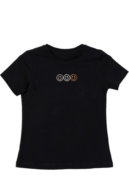 Bisiklet Yaka Nakışlı Kız Çocuk T-Shirt - CK603