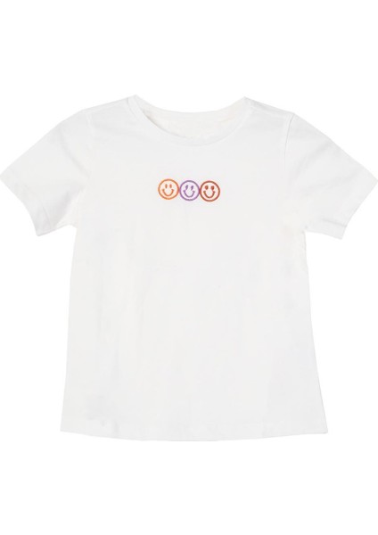 Bisiklet Yaka Nakışlı Kız Çocuk T-Shirt - CK02