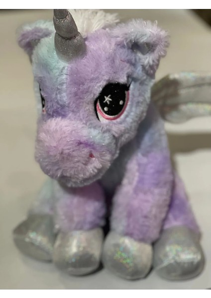 Unicorn Lila Renkli Simli Parlak Peluş Uyku Arkadaşı Çocuk Oyuncak 40 cm