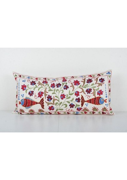 Hayvan Desenli Etnik Suzani Kırlent Kılıfı El Dokuma Kırlent Kılıf 45 x 95 cm
