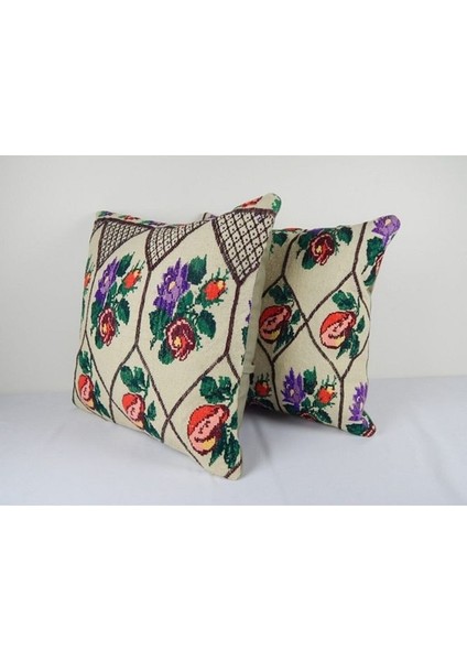 Çiçek Işlemeli Set Kilim Kırlent Kılıf modelleri