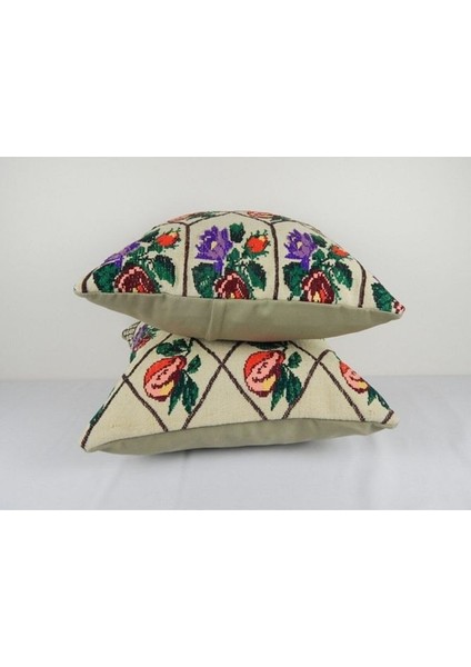 Çiçek Işlemeli Set Kilim Kırlent Kılıf fırsatları