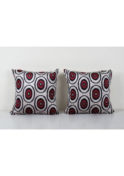 Geometric Desenli Kadife Ikat Yastık Kılıfı