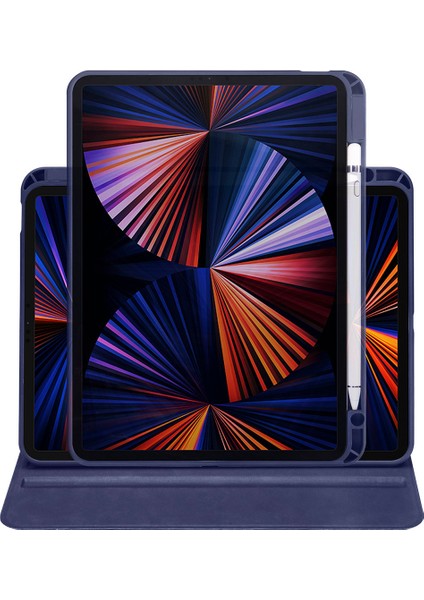 Apple iPad Pro 12.9 Inc 5. Nesil (2021) Yatay ve Dikey Dönebilen Standlı Kalem Şarjına Uygun Darbe Dayanıklı Thermix Kılıf A2378 A2461 A2379 modelleri