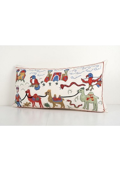 Hayvan Desenli Vintage Etnik Suzani Kırlent Kılıfı El Dokuma Kırlent Kılıf modelleri