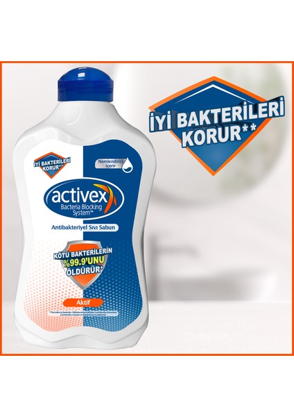 Antiibakteriyel Sıvı Sabun Aktif 2x1.5 Lt + 500 ml