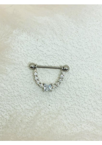 Cerrahi Çelik Gümüş Rengi Göğüs Ucu Piercing Küpe