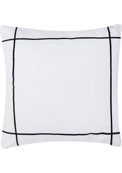 Siyah Çizgili Yastık Kılıfı Dekoratif Kare Işlemeli Yastık Kılıfı 50 x 50 cm Içliksizdir