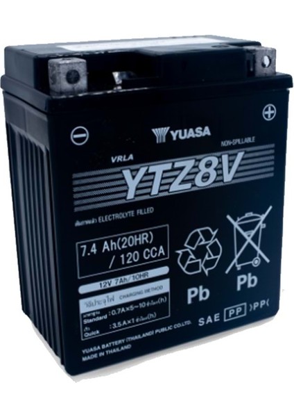 Akü YTZ8V (Wc) 12V-7.4 Amper 120CCA Bakımsız Akü