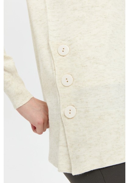 Kadın Sıfır Yaka Dikişsiz Yanları Düğmeli Simli Bluz Kemik indirimleri