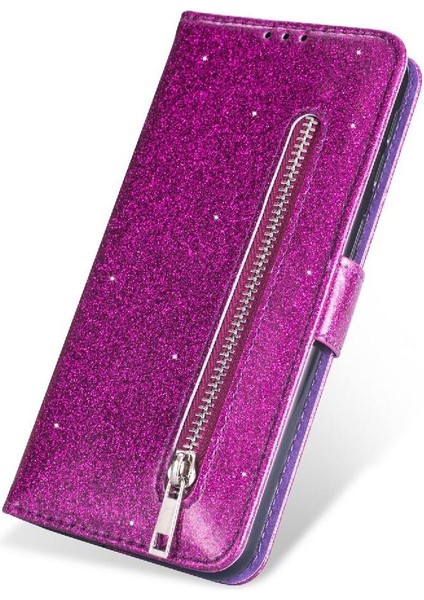 Samsung Galaxy A30 Için Fermuarlı Cebi DURUMDA/A20 Glitter Cüzdan Kılıf Kart Pu (Yurt Dışından) fiyatları