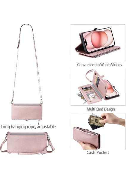 Samsung Galaxy A05S Için Crossbody Durumda Cüzdan Fermuar Faturaları Yuvası 9 (Yurt Dışından)