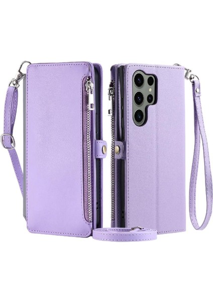 Samsung Galaxy S24 Için Crossbody Durumda Ultra Uzun Kordon 9 Kart Yuvaları (Yurt Dışından)
