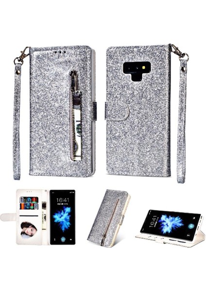 Samsung Galaxy Note9 Glitter Cüzdan Kılıf Manyetik Için Fermuarlı Cebi Durumda (Yurt Dışından)