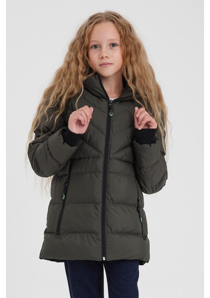 Yeşil Kız Çocuk Su ve Rüzgar Geçirmez Içi Kalın Kürklü Mont &kaban fırsatları