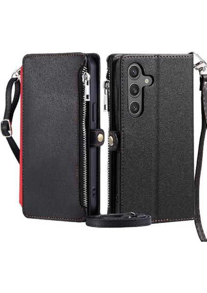 Samsung Galaxy A05S Için Crossbody Durumda Cüzdan Fermuar Faturaları Yuvası 9 (Yurt Dışından)
