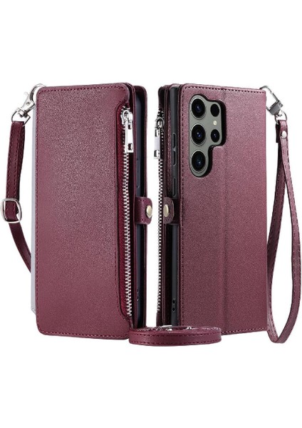 Samsung Galaxy S24 Için Crossbody Durumda Ultra Uzun Kordon 9 Kart Yuvaları (Yurt Dışından)