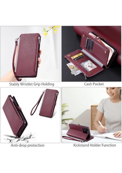 Samsung Galaxy S24 Için Crossbody Durumda Ultra Uzun Kordon 9 Kart Yuvaları (Yurt Dışından) modelleri