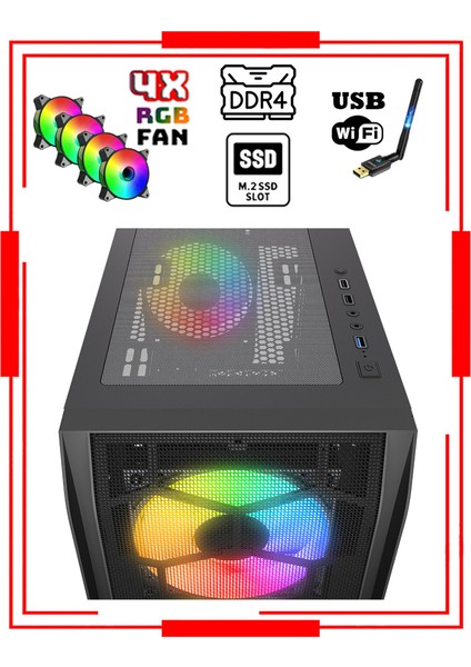 Ares RX15 Intel Core I5-14400F 16GB Ddr4 Ram 512GB M.2 Nvme SSD 8gb 256BIT RX580 Oyuncu Masaüstü Bilgisayar
