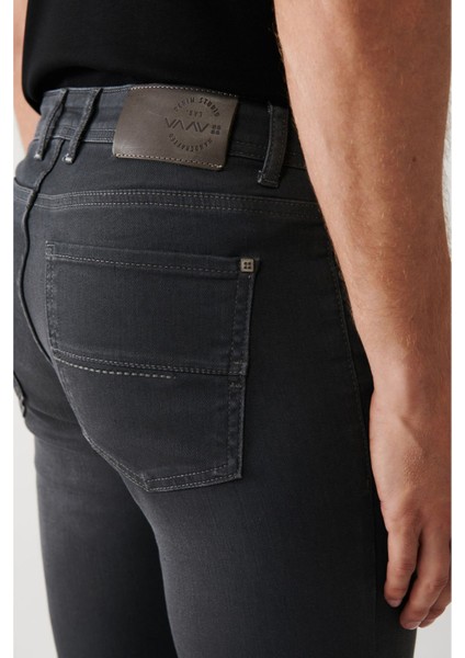 Erkek Antrasit Berlin Jean Pantolon Eskitme Yıkamalı Kaplamalı Örme Slim Fit B003516