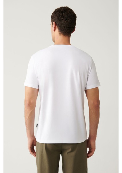 Erkek Beyaz 2'li %100 Pamuk Bisiklet Yaka T-Shirt E001012