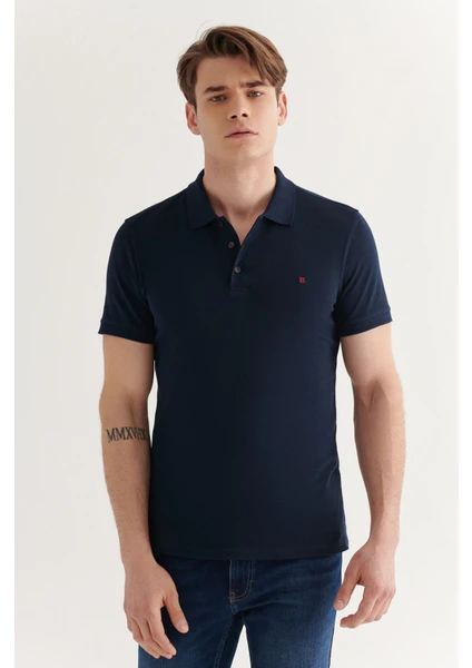 Erkek Lacivert %100 Pamuk Serin Tutan Polo Yaka T-Shirt E001004