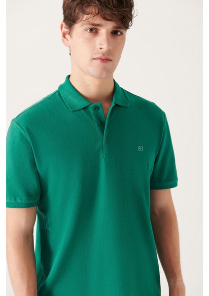 Erkek Yeşil Polo Yaka T-shirt %100 Pamuk Serin Tutan Regular Fit E001004