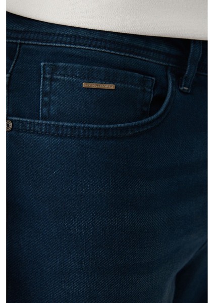 Erkek İndigo Eskitme Yıkama Esnek  Jean Pantolon B003521