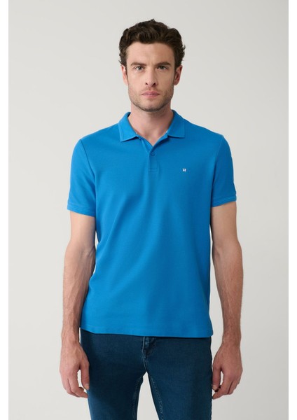 Erkek Saks %100 Pamuk Hızlı Kuruyan Kıvrılmayan Polo Yaka T-Shirt B001032