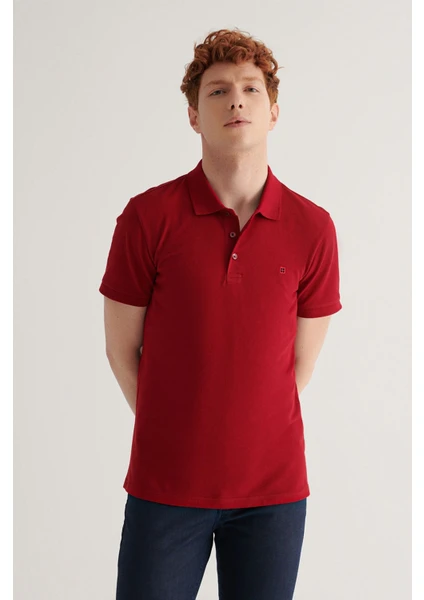 Erkek Bordo %100 Pamuk Serin Tutan Polo Yaka T-Shirt E001004