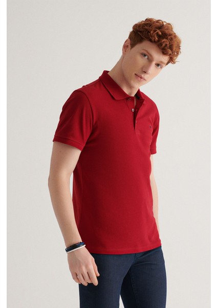 Erkek Bordo %100 Pamuk Serin Tutan Polo Yaka T-Shirt E001004