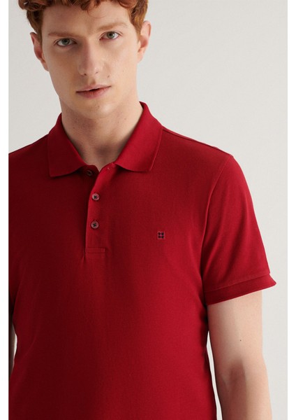 Erkek Bordo %100 Pamuk Serin Tutan Polo Yaka T-Shirt E001004