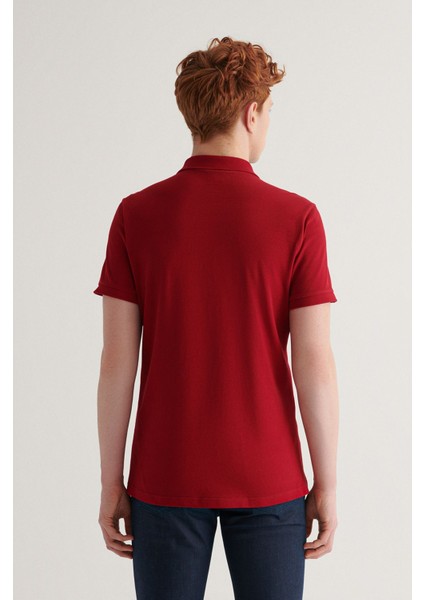 Erkek Bordo %100 Pamuk Serin Tutan Polo Yaka T-Shirt E001004