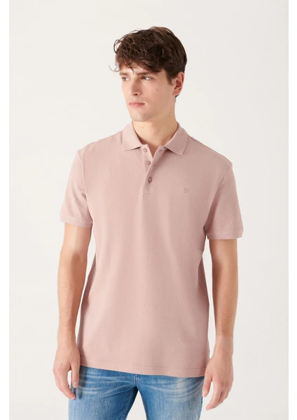 Erkek Pudra %100 Pamuk Serin Tutan Polo Yaka T-Shirt E001004