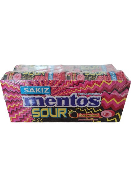 Sour Çilek Aromalı Şekersiz Ekşi Sakız 30 gr * 12 Adet